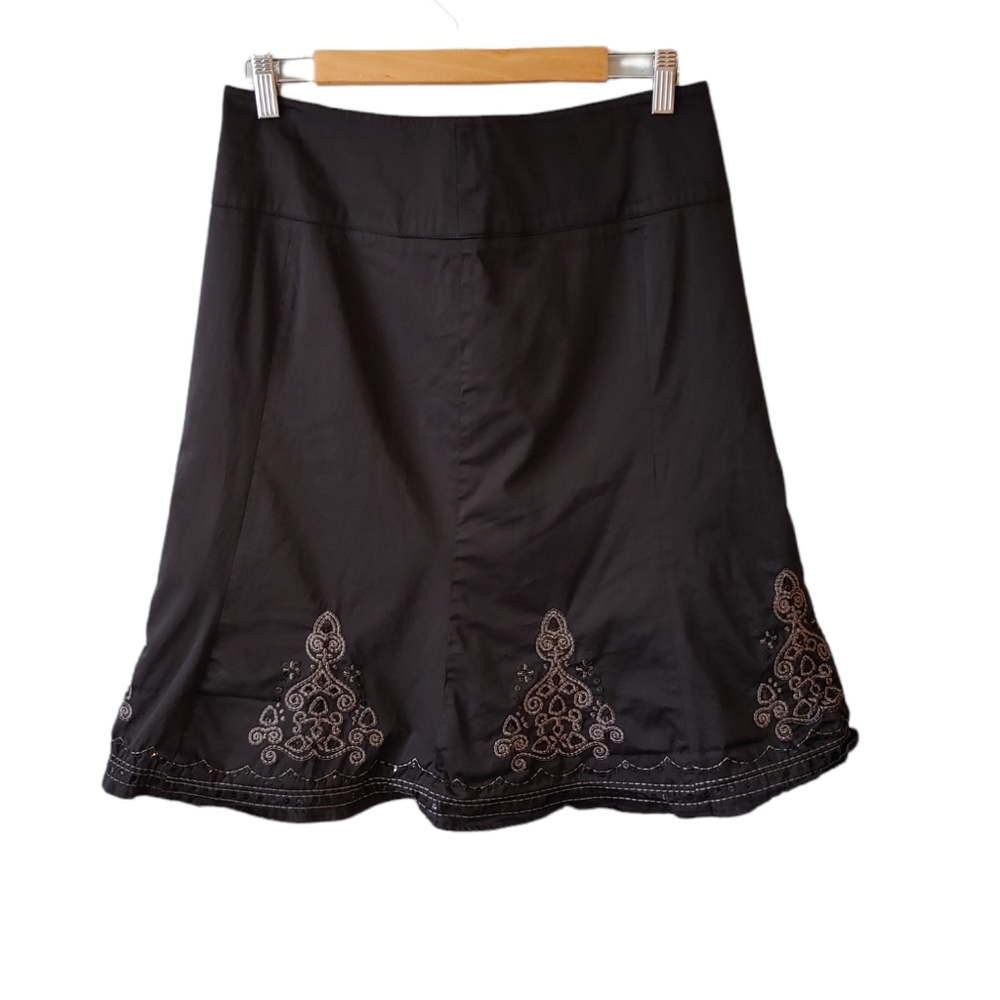 RW & CO Black Skirt with Embroidery and Sequins Size 8
